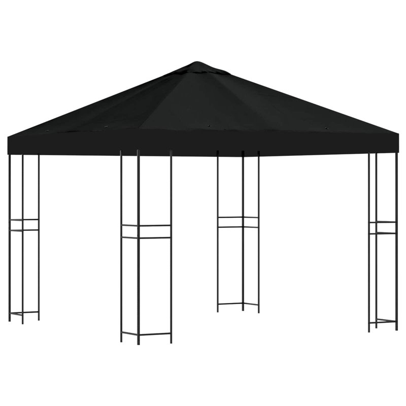 vidaXL Garden Gazebo Polyester and Steel, Black