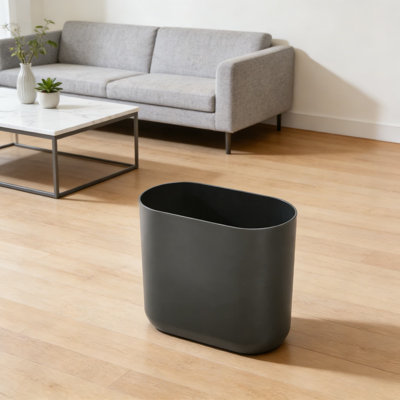 Poubelle compacte et ovale pour petits espaces, poubelle en plastique durable au design minimaliste pour la salle de bain, la chambre à coucher, le bureau et la maison