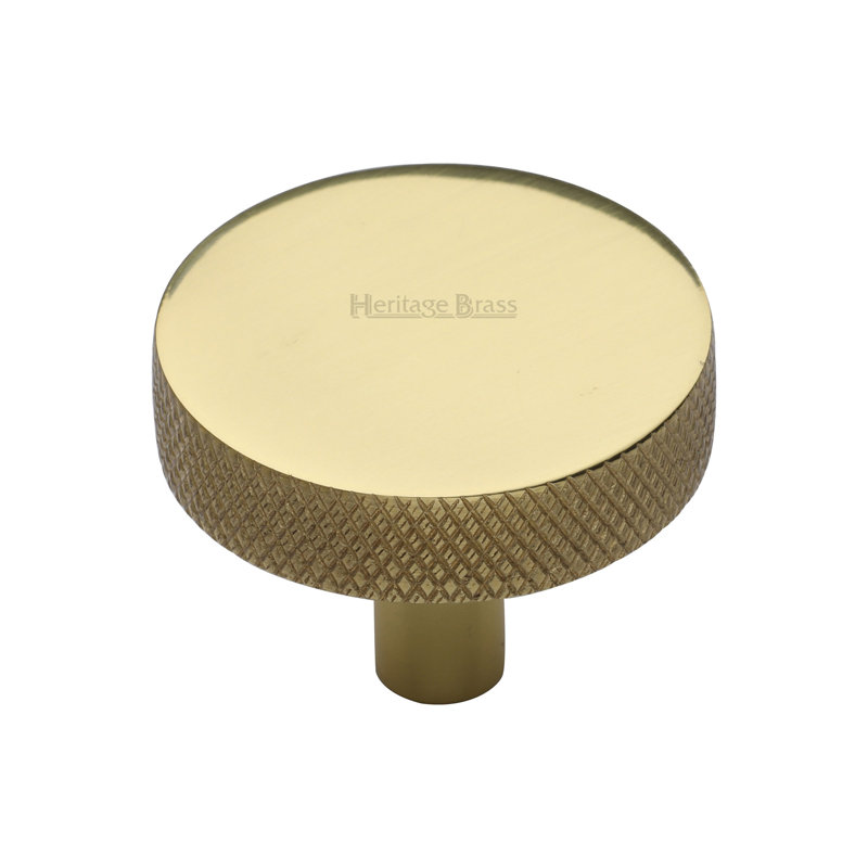 Heritage Brass Signac Heritage Cabinet Knob Knurled Disc Design, Polished Brass, 2.9cm H x 3.8cm W x 3.8cm D