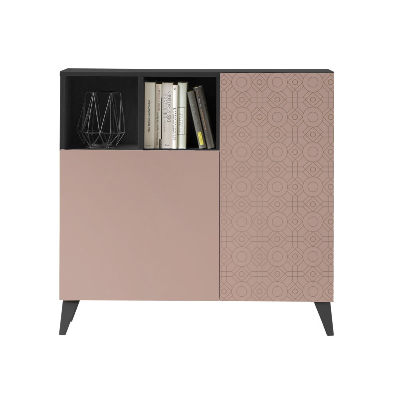 12 Pair Shoe Storage Cabinet, Jet Black/Pink