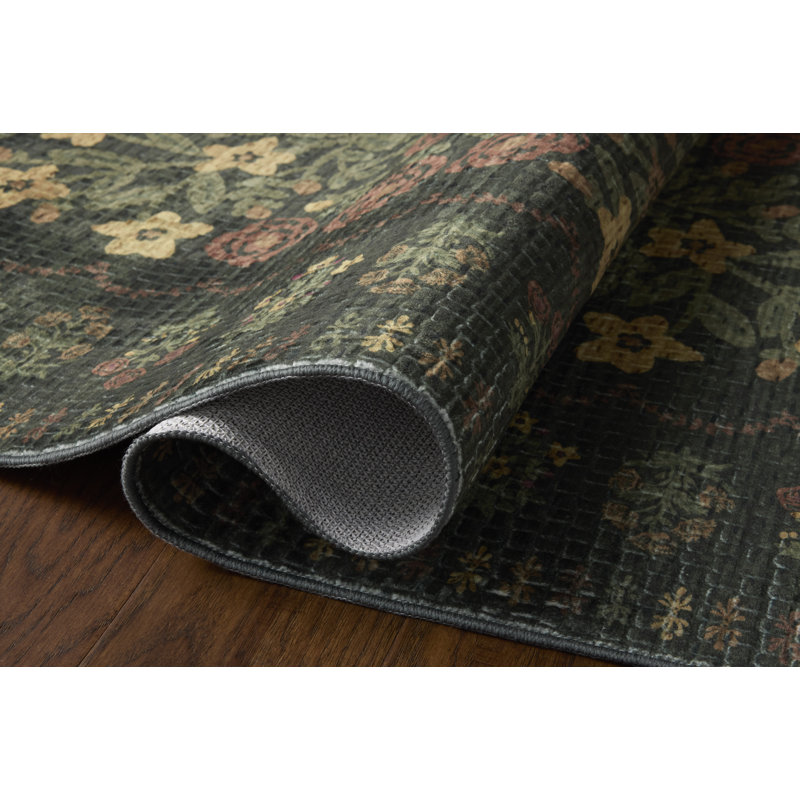 Rifle Paper Company x Loloi Orchard Forest / Multi Machine Washable Area Rug, Runner 2'6" x 9'6",  Forest/Multicolor 