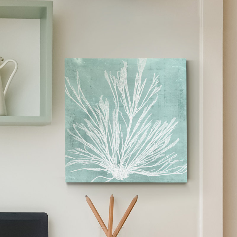 « algues on aqua ix », reproduction de peinture sur toile tendue, H 10 po x l 10 po x P 1,5 po