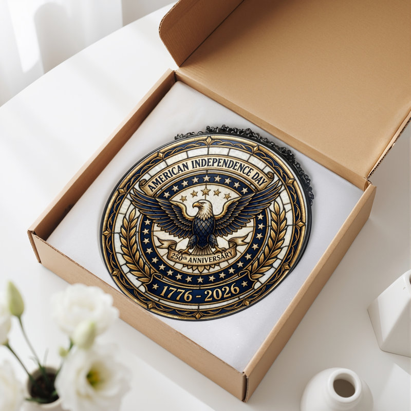 Panneau de fenêtre en verre pour décoration intérieure American Eagle USA 250th Anniversary ， 7,8H, H 7,8 po