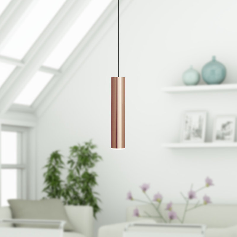 Luminaire suspendu cylindrique à 1 lumière Nevcivan, Cuivre