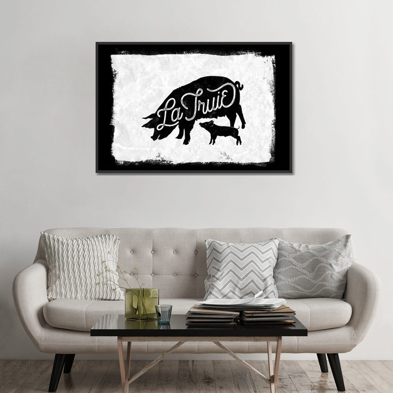 «La Truie», impression sur toile, H 18 po x l 26 po x P 1,5 po, Toile avec cadre noir, Pas de tapis
