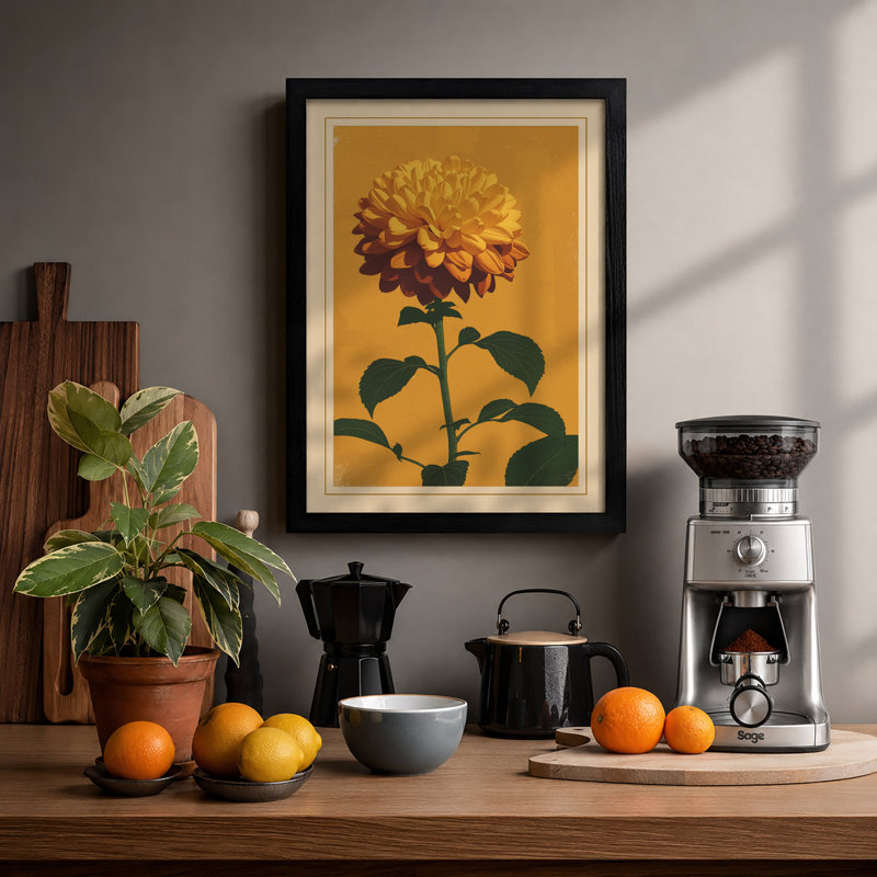 Golden Chrysanthemum Botanical - Print, Black, A4 - 29.7 x 21.0 cm