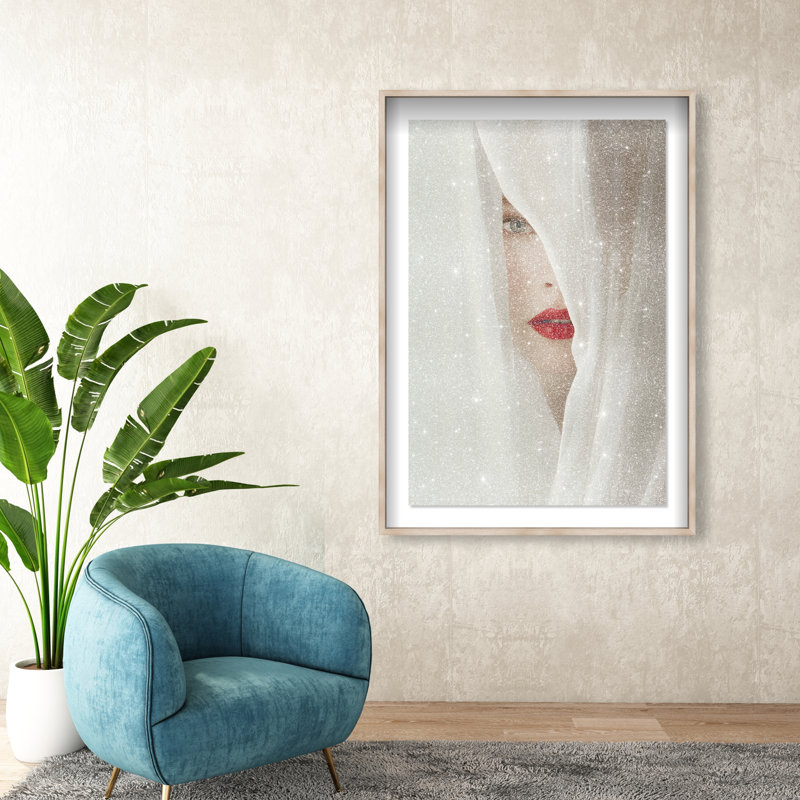 Secret Under Silk Print by Oliver Gal, 25.5"H x 17.5"W, Natural Oak Shadowbox