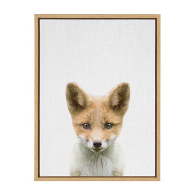 Baby Fox Color Illustration by Simon Te of Tai Prints Framed Canvas Wall Art Print