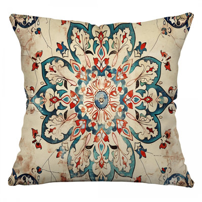Mandala Throw Pillow, Geometric Cotton Twill Pillows