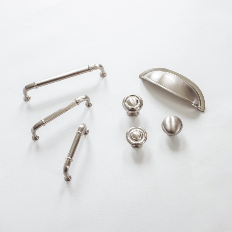 Cottage Collection Handle Pull - 3-3/4" Center to Center Cabinet Pull Satin Nickel - Farmhouse Hardware for Drawers & Cabinets (Set of 1)