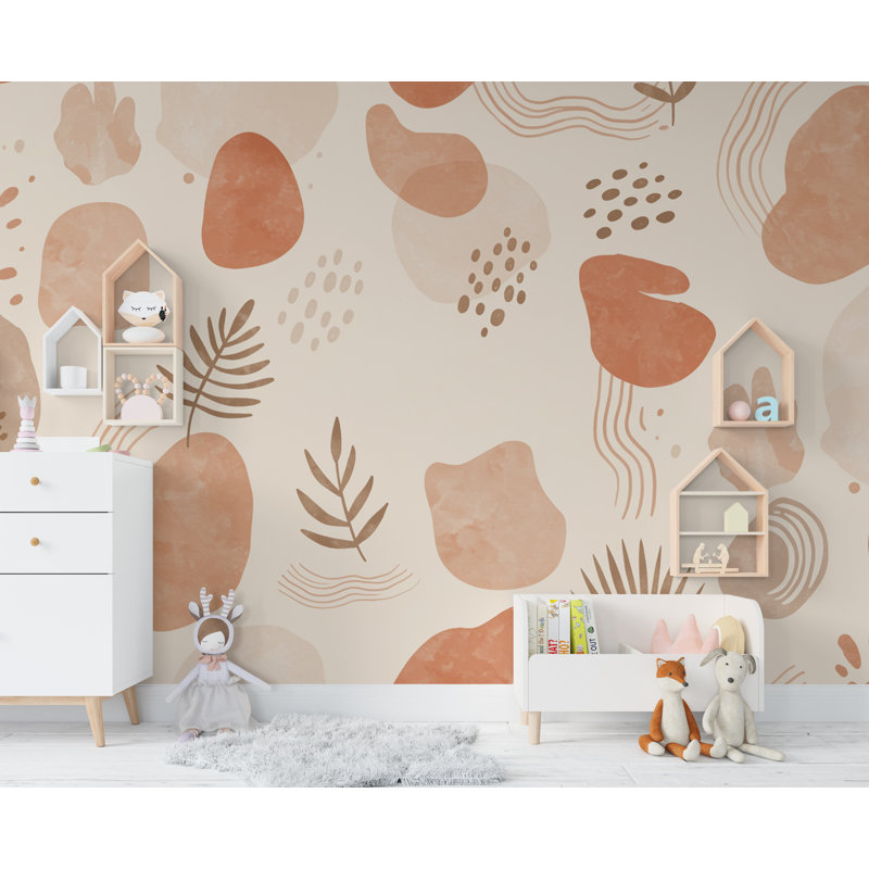 Papier peint Boho Shapes Peler et coller Papier peint de chambre Boho, L 145 po x l 100 po, Non tissé