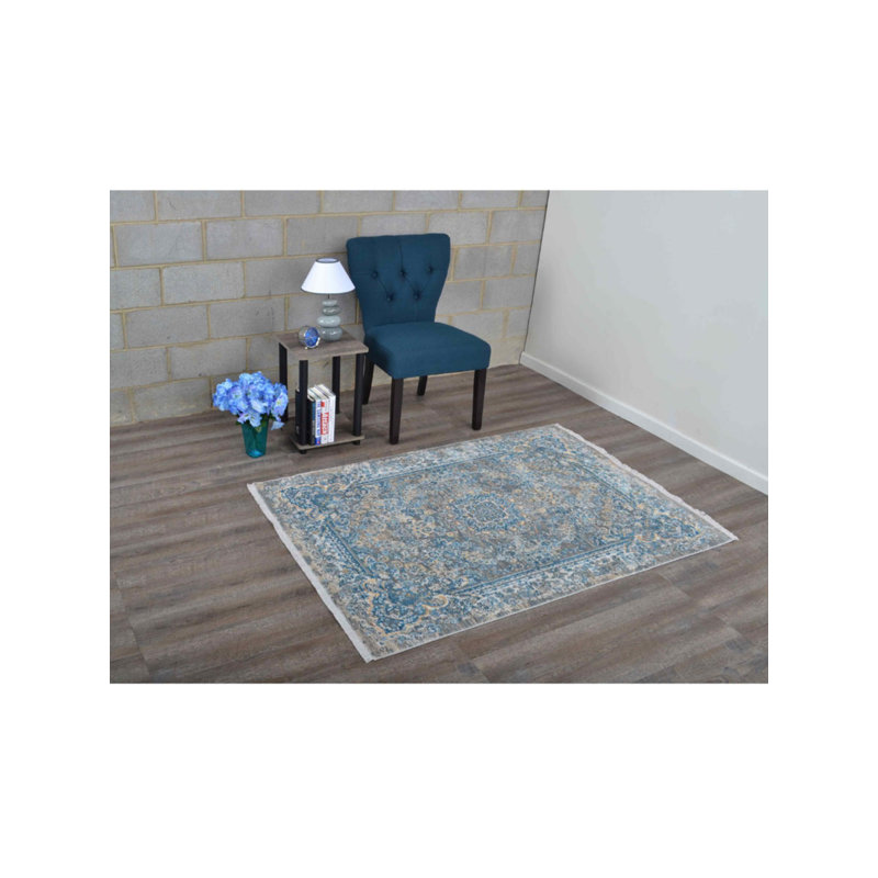 Beier MACHINE MADE POLYESTER AREA RUGS - Rectangle | Gray Blue | Oriental Design, Low Pile Machine Made Area Rugs for Living Room, Bed Room