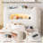 Full Boucle Upholstered Bed Frame with LED, Charging Station & Drawers, Bookcase Headboard, Kids-219753057-219753060