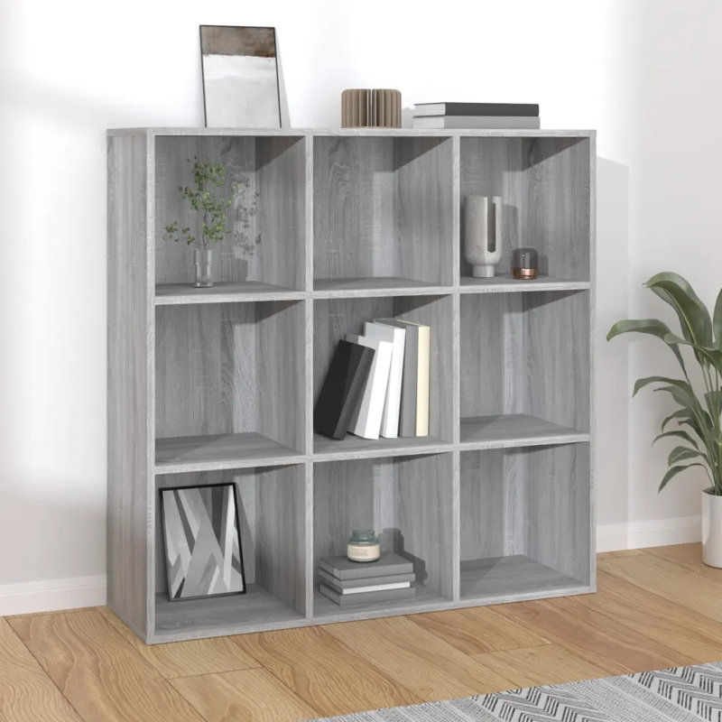 vidaXL Bookshelf Bookcase Book Cabinet Rack Standing Shelf Engineered Wood, Grey Sonoma