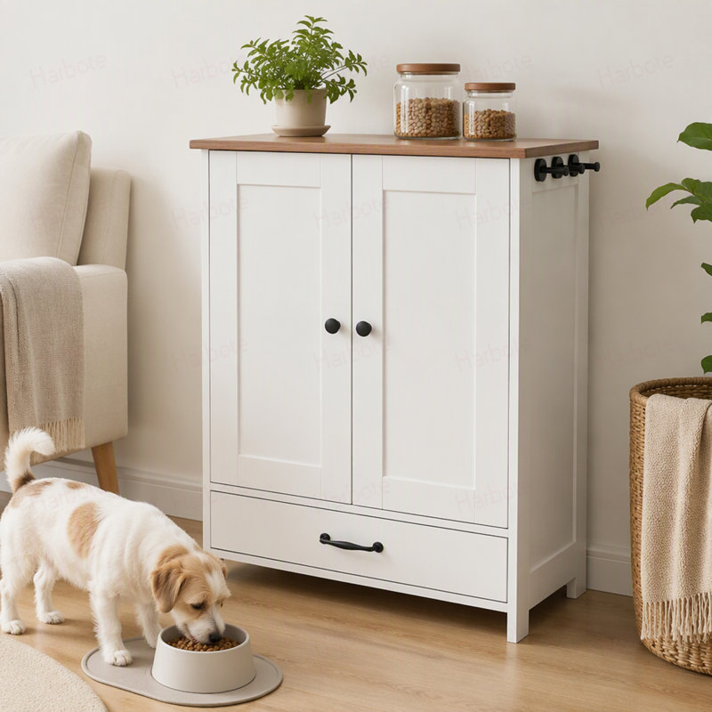 Dog Food Storage Cabinet,Pet Feeding Station