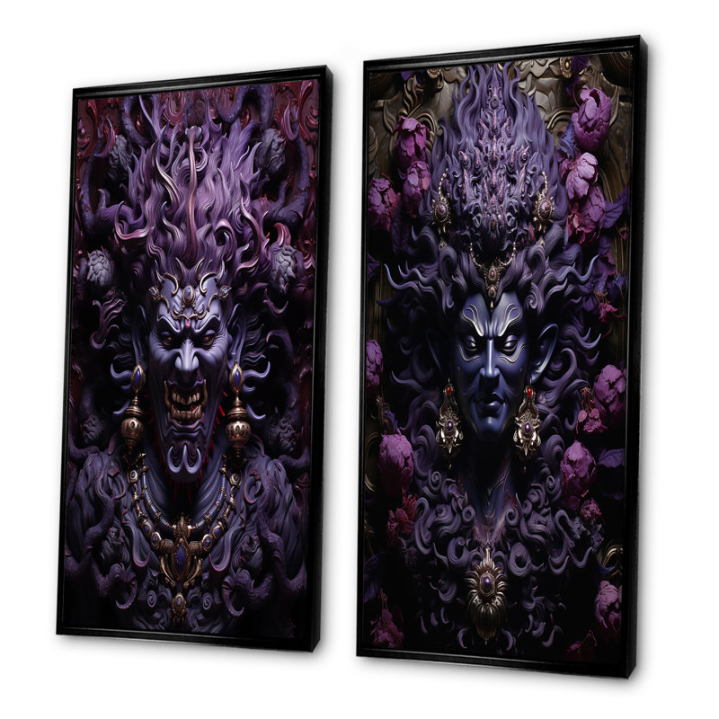 «Hinduism Ravanas Radiant Evil», ensemble d'art mural sur toile de l'hindouisme, H 28 po x l 25 po, Cadre noir