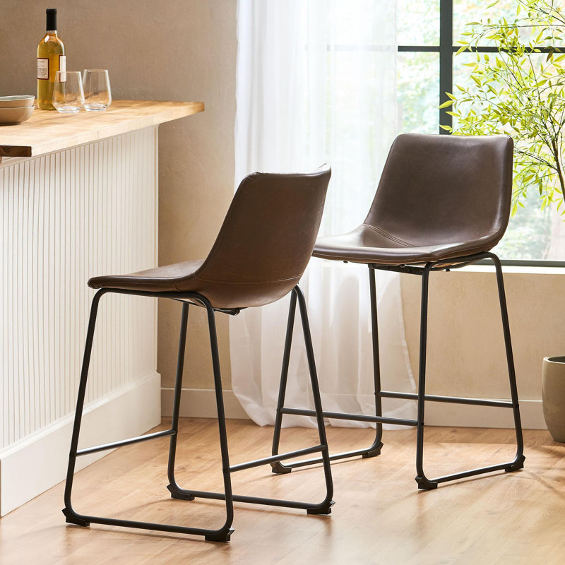 Tabouret de comptoir de style rétro brun de 24 pouces (ensemble de 2)