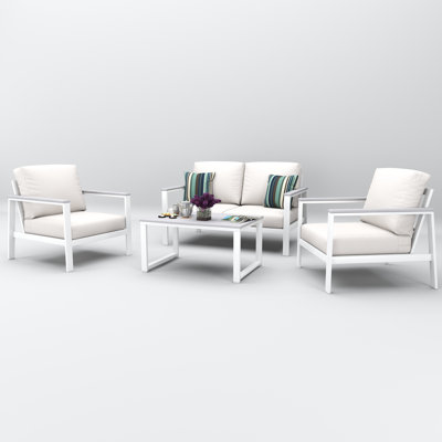 Townsend 4 Person Seating Group With Sunbrella Cushions by Birch Lane