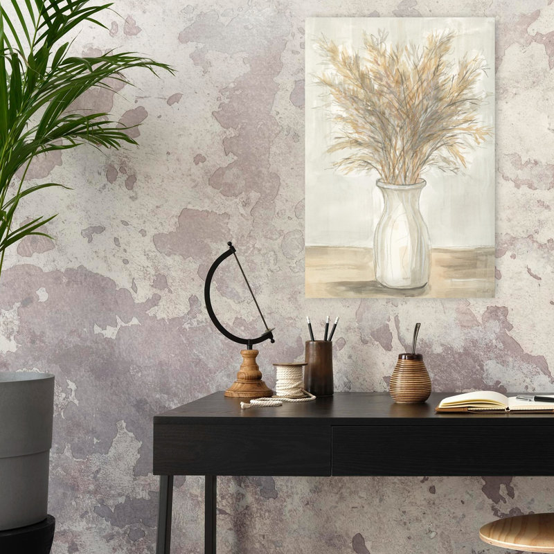Pampas Grass 1, art contemporain abstrait rustique, H 24 po x l 16 po