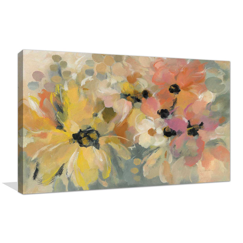 " June Flower Bed ", Wrapped Canvas, 18" H x 30" W x 1" D
