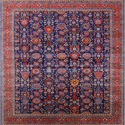 Tapis oriental bleu / rouge
