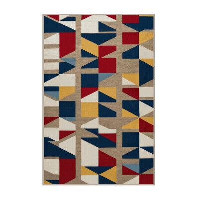 Washable Naval Signal Flags Coastal Area Rug