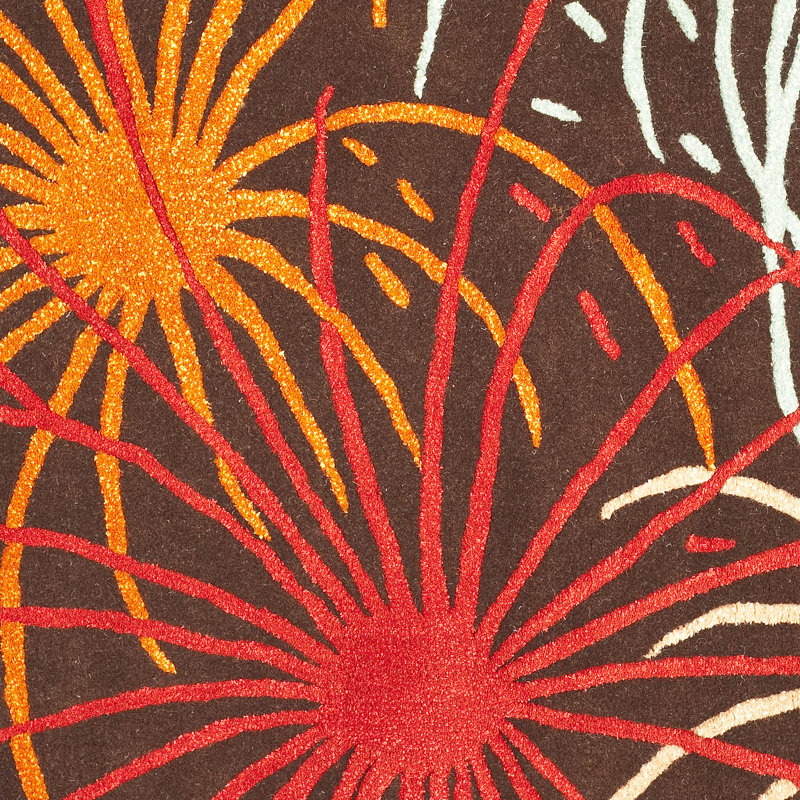 Candelo Soho Hand Tufted Wool/Viscose Abstract Rug in Red/Brown, Round 6'
