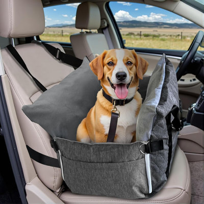 Small and Medium Dog Car Seat – Elevated Seat with Seat Belt, Non-Slip Base, and Travel Storage Bag