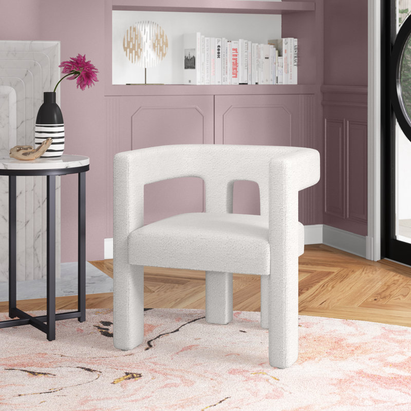 Chaise de salle à manger en velours 24,75 po Scott, Bouclé ivoire