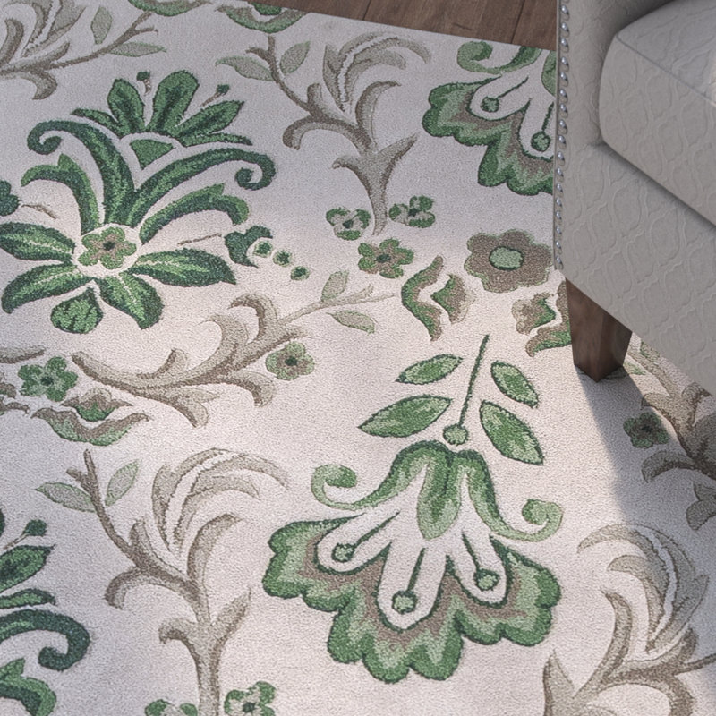 Arkwright Hand Tufted Floral Indoor Rug, Rectangle 5'3" x 8'3"