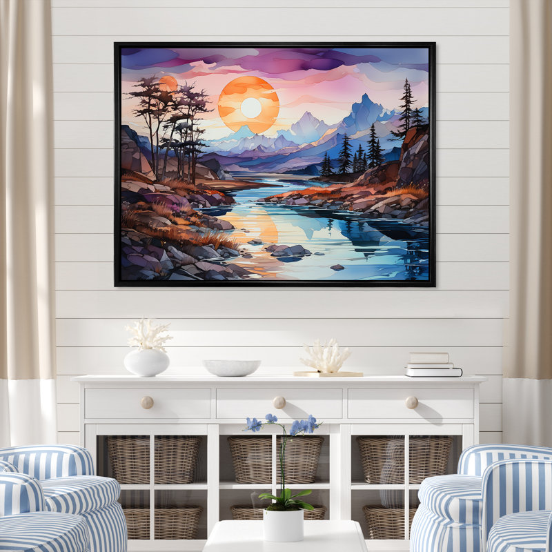 «Glacier Sunrise In Canada», reproduction sur toile, Cadre flottant noir, H 30 po x l 40 po x P 1,5 po