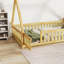 Lit de sol en forme de tente, lit plateforme avec garde-corps, lattes et porte-118005197