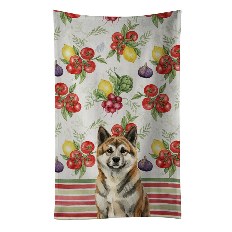 Brindle Akita Vegetables Kitchen Towel, Brindle Akita