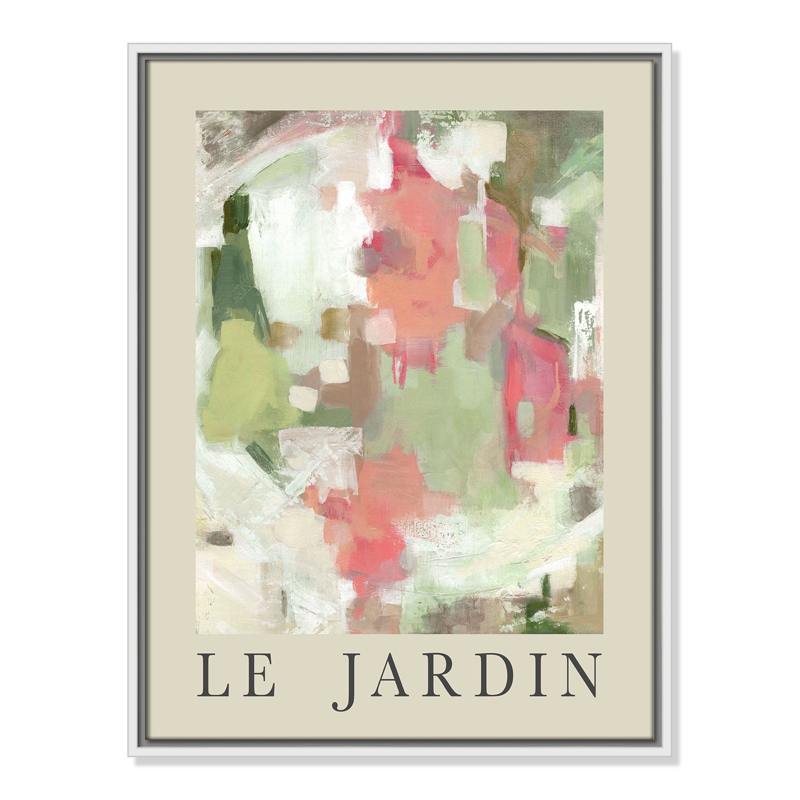 Riya "Le Jardin" Print by Carol Robinson, White Floater Frame, No, 25.5" H x 19.5" W x 2" D