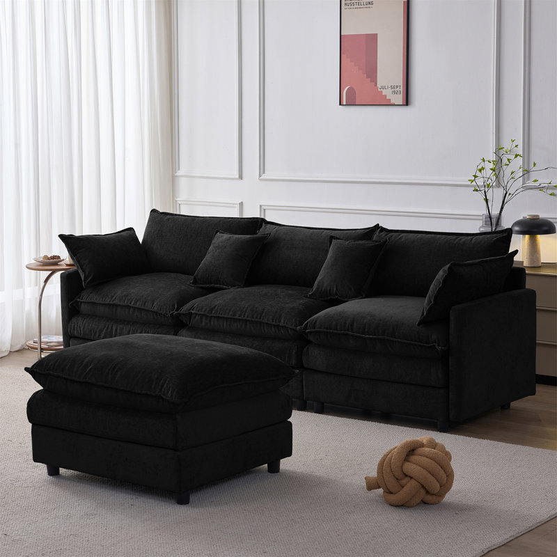 Canapé modulaire de 105 po, Noir