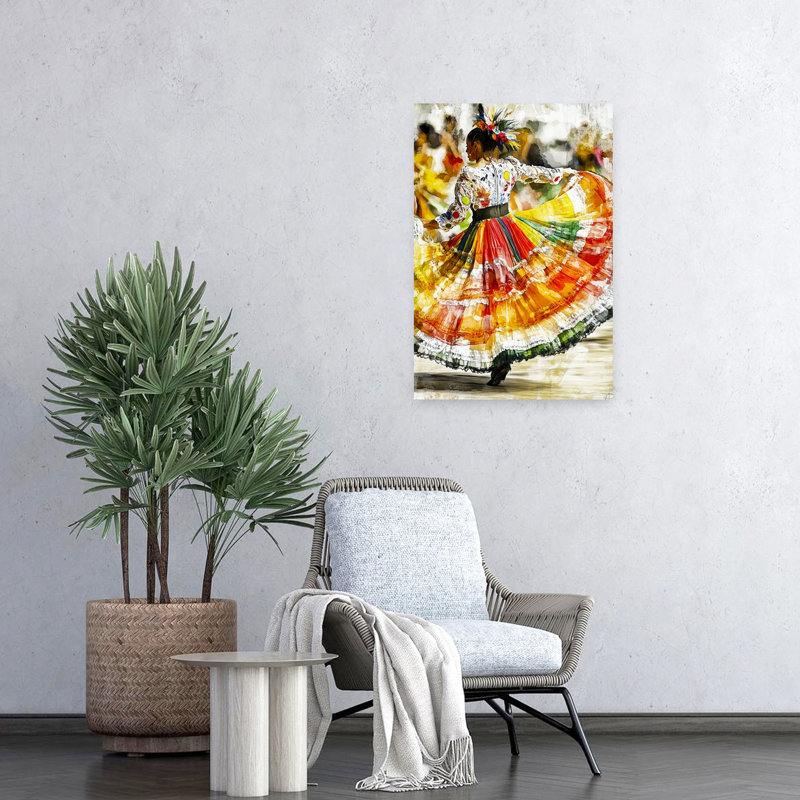 Joyeuse danse mexicaine colorée et vibrante, art mural traditionnel, H 24 po x l 16 po
