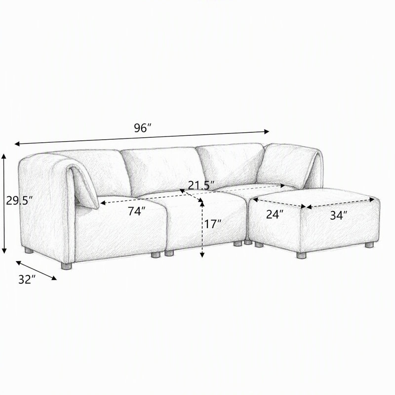 Canapé modulaire polyvalent avec repose-pieds modulaire pour des agencements de salon flexibles et des sièges confortables