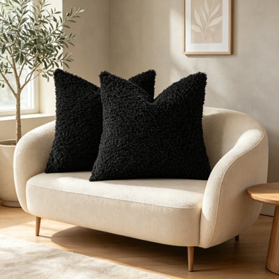 Sherpa Pillow Covers 20x20 2pk Black