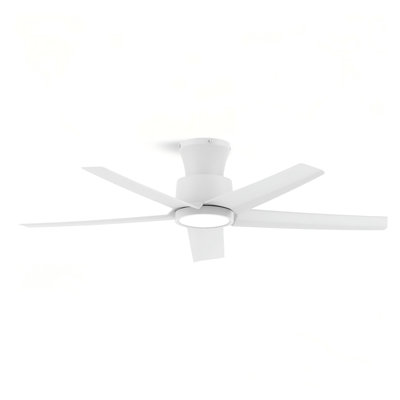 Ventilateur de plafond à moteur à courant continu blanc de 44 pouces avec lumières et conception à 5 pales à haut débit d'air