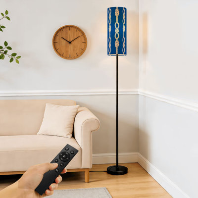 Floor Lamp  White Rope Knot Deep Blue Nautical Design Dimmable Modern Standing Lamp with Remote Control Footswitch Bulb Lampshade Tall Pole Corner Lamp for Living Room Bedroom Office