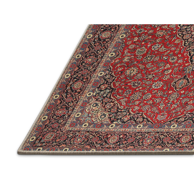 Tapis rouge/brun/beige traditionnel Joaquim, Rectangle 5 pi x 7 pi