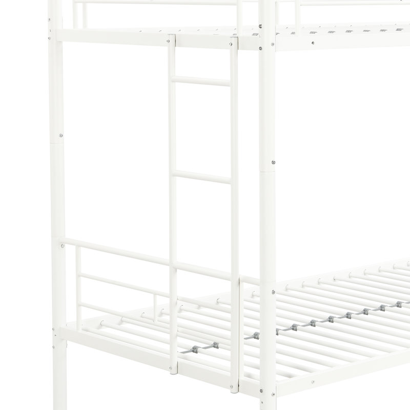 Lit superposé en métal avec lit gigogne en blanc, confortable pour lit simple silencieux, peu encombrant, Blanc
