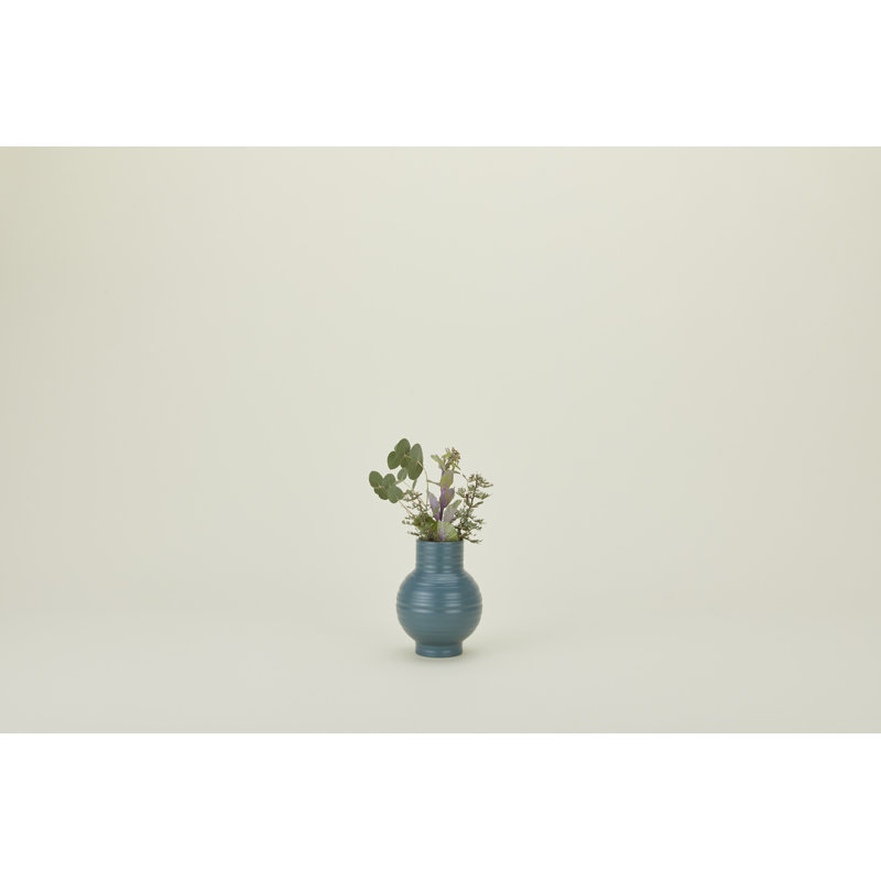 Essential Stoneware Table Vase, 7.5" H x 5.25" W x 5.25" D, Blue