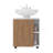 Storage Cabinet 24.4" H, 1 Door, 4 Shelves, 2 Legs, White / Natural Oak - Bathroom-693654080