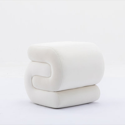 S-Shape Velvet Fabric Ottoman Makeup Stool Footstool