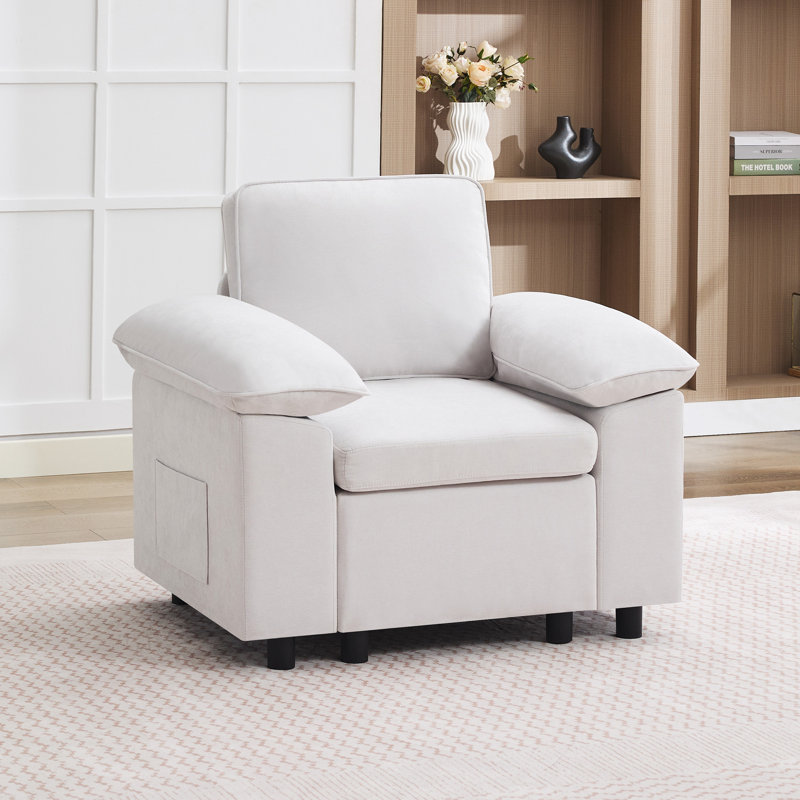 Fauteuil en chenille rembourré l 37,8 po, Beige