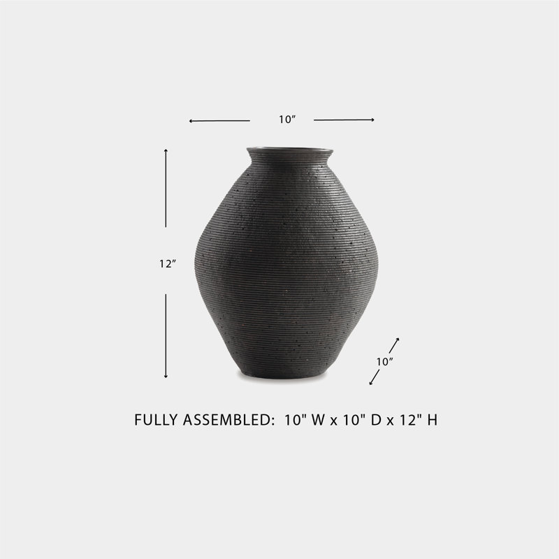 Polyresin Table Vase, 12" H x 10" W x 10" D, Black