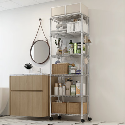 Heavy Duty Storage Metal Adjustable Shelves 72.83" H Wire Shelving Unit With Wheels 1020LBS NSF
