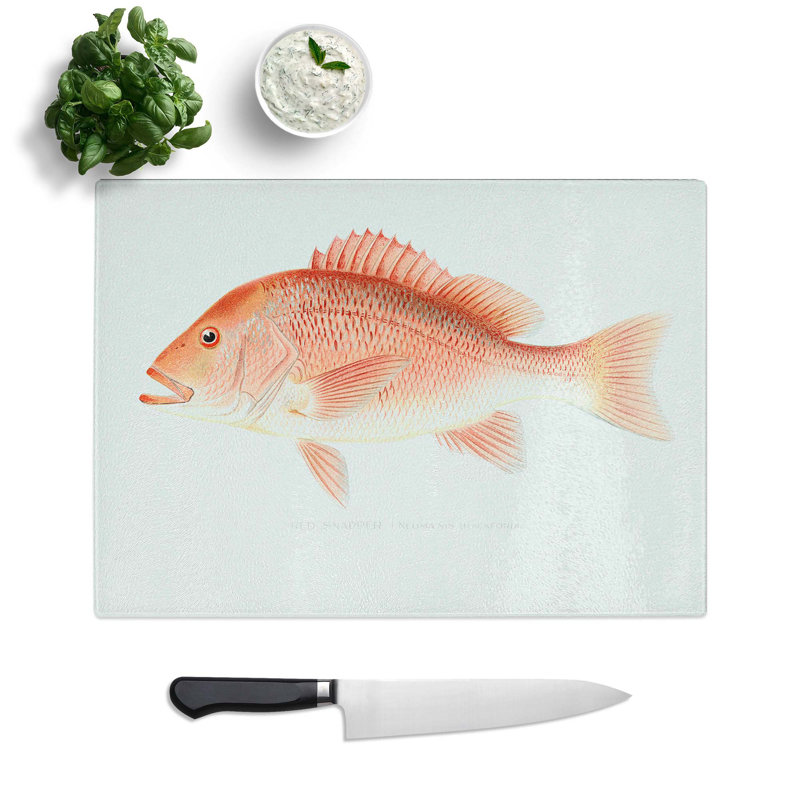 Tempered Glass Snapper by Sherman F. Denton Chopping Board, 39 cm W x 28.5 cm L
