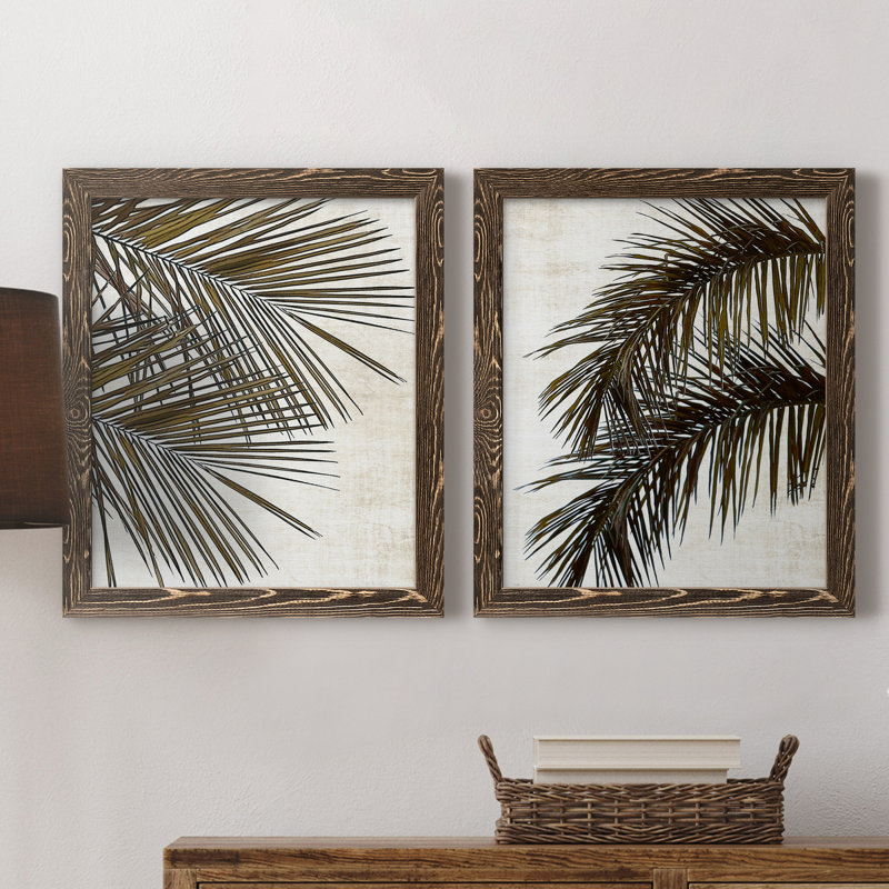 " Palm I " 2 - Pieces Painting Print, Walnut, 27.5" H x 37.5" W x 1" D